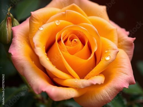 Orange rose. Close-up. Nature background.