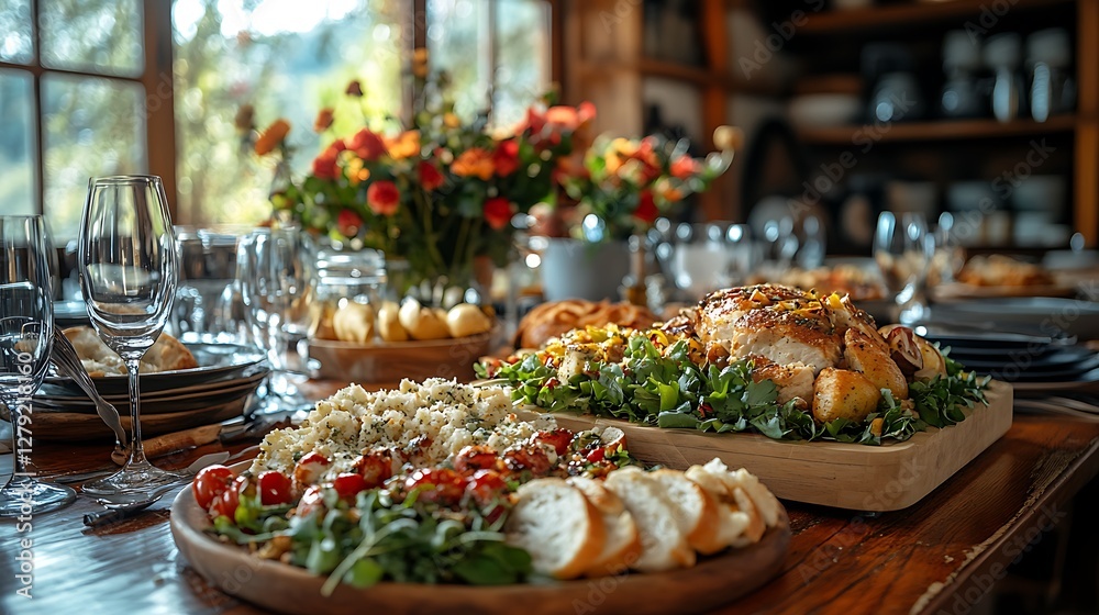 Inviting dining area with a simple yet nutritious homemade meal