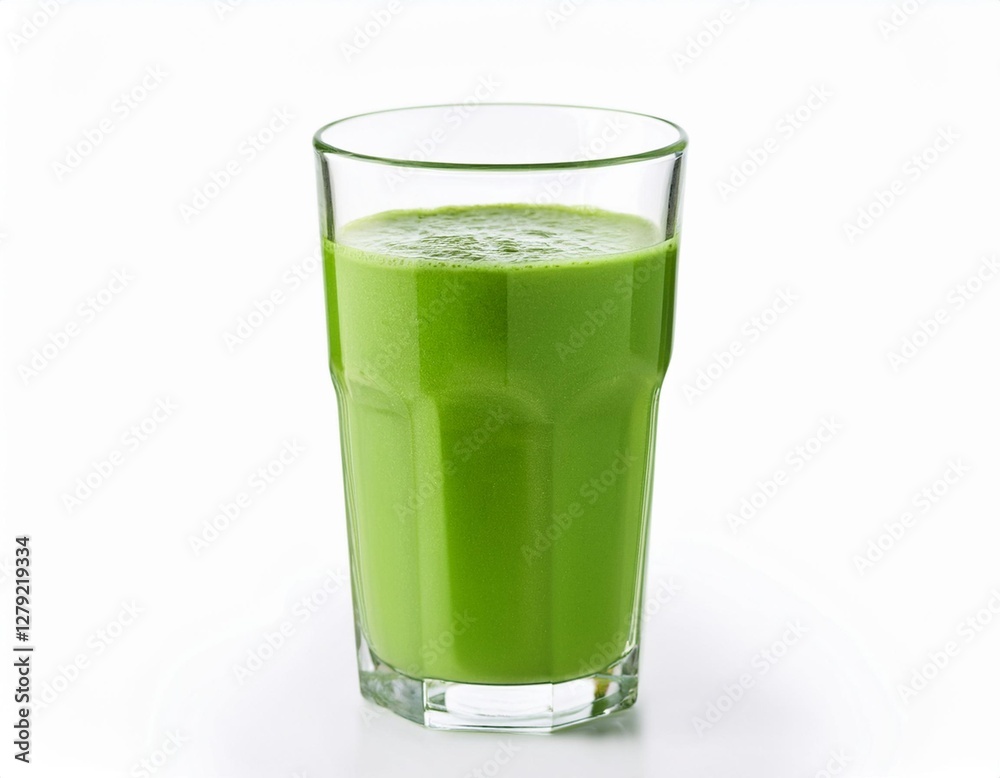 Healthy Green Smoothie in Glass Isolated on White Background for Lifestyle and Wellness Healthy Green Smoothie in Glass Isolated on White Background for Lifestyle and Wellness