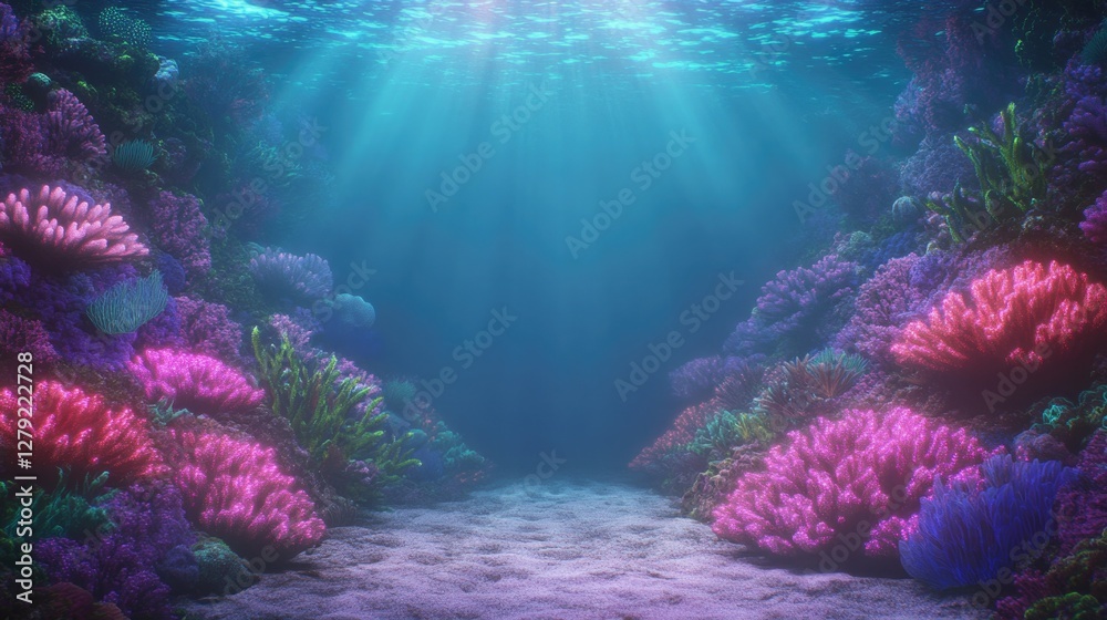 Obraz premium Vibrant underwater scene showcasing colorful coral formations an