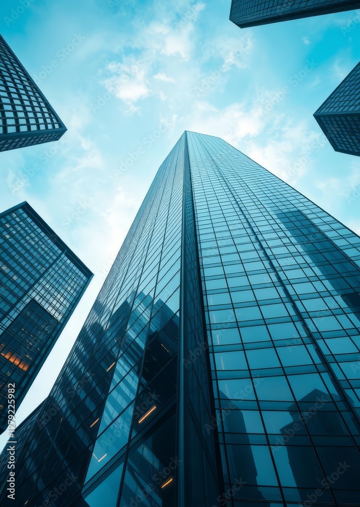 Abstract view of modern skyscrapers reaching towards the sky in an urban environment skyscraper city building skyscraper downtown business architecture cityscape