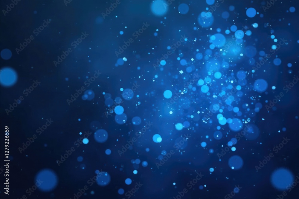 Shimmering blue particles suspended in a hazy background, glowing Shimmering blue particles suspended in a hazy background, glowing