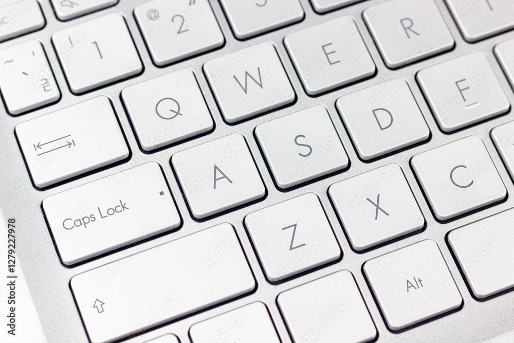 Caps Lock key on laptop close up. International Caps Lock Day Caps Lock key on laptop close up. International Caps Lock Day