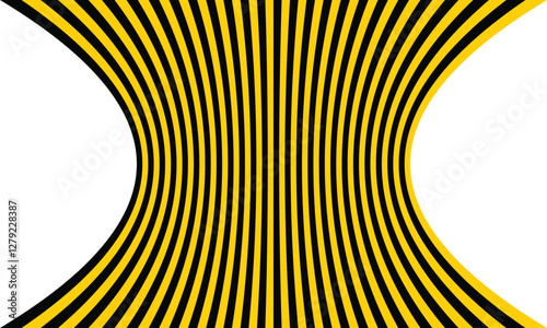 Black and Yellow Curved Line Optical Illusion Creating a Distorted, Dynamic, and Hypnotic Visual Effect