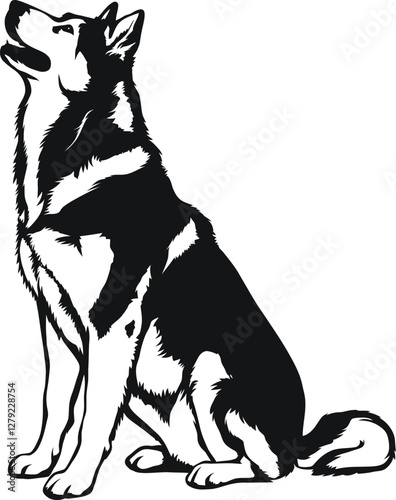 Alaskan Malamute dog Silhouette