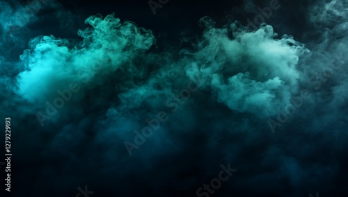 Wallpaper Mural Teal Smoke on Black Background A Dramatic Image of Teal Colored Smoke or Fog Against a Dark Black Background Torontodigital.ca