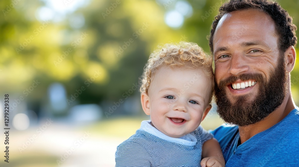 Joyful moments of a father and son enjoying a sunny park day together Joyful moments of a father and son enjoying a sunny park day together