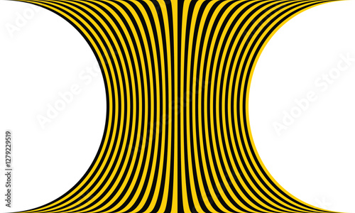 Curved Black and Yellow Striped Optical Illusion Pattern – Dynamic Geometric Abstract Art with High-Contrast Visual Effect