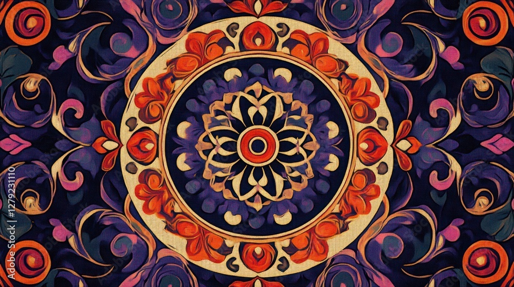 Fototapeta premium Intricate Colorful Mandala Design Featuring Floral Patterns