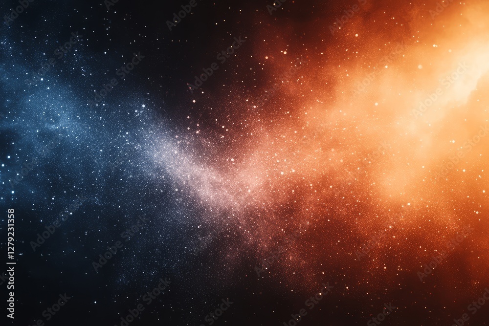 A space background with orange and blue stars. Abstract gradient background, with orange and navy blue hues, a grainy film texture A space background with orange and blue stars. Abstract gradient background, with orange and navy blue hues, a grainy film texture