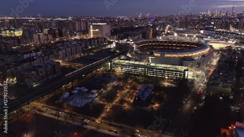 Aerial view of Yankee Stadium at night