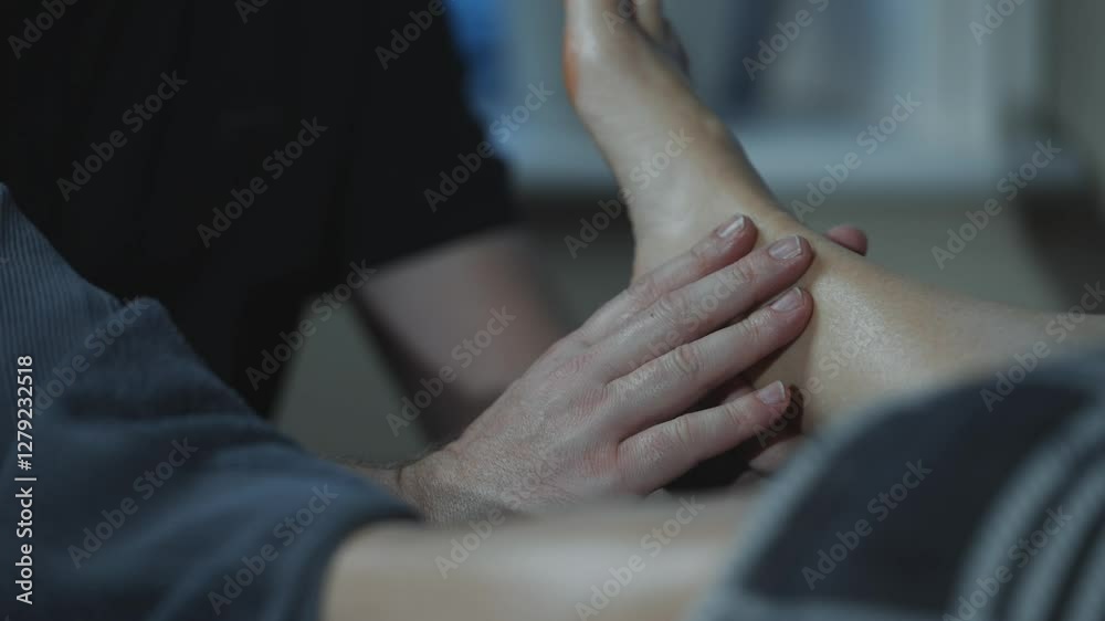 A person is laying on a towel with their hand on it. The towel is blue and the person's hand is visible A person is laying on a towel with their hand on it. The towel is blue and the person's hand is visible
