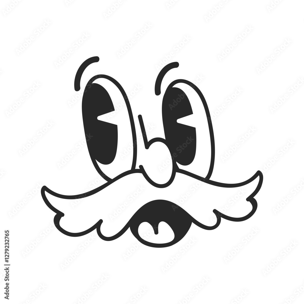 Cute retro cartoon character face drawing element Cute retro cartoon character face drawing element