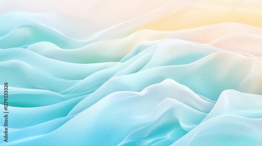 Obraz premium Abstract pastel waves, flowing silk fabric in gentle color gradients