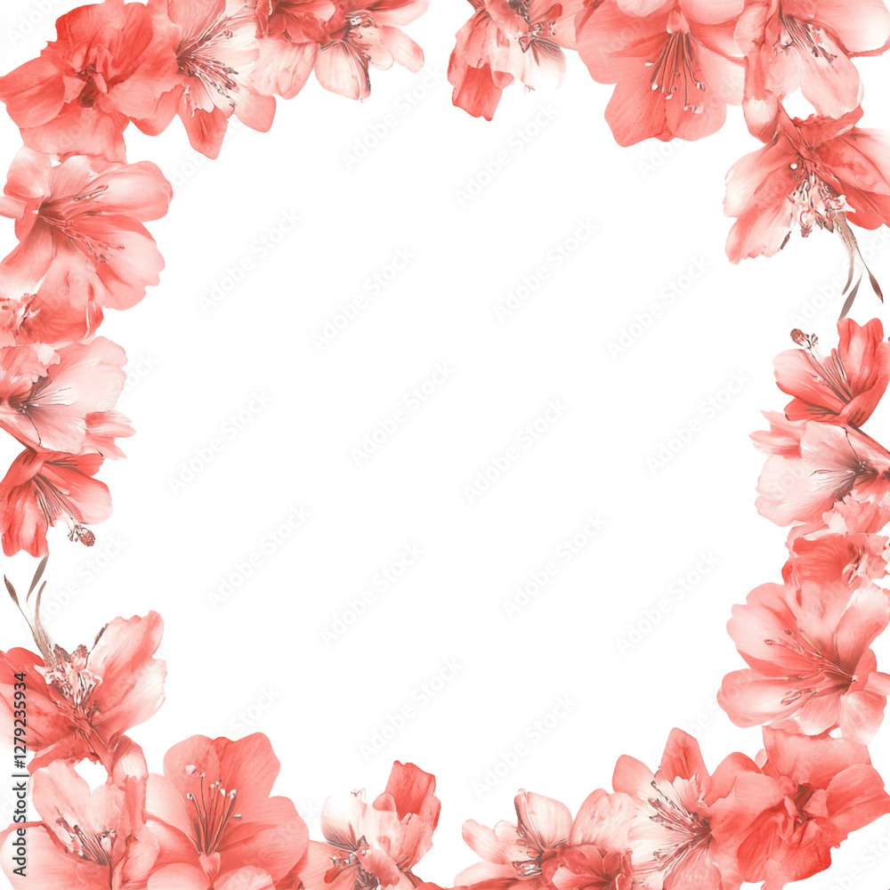 Watercolor sakura flowers square frame Spring cherry blossom hand painted illustration Watercolor sakura flowers square frame Spring cherry blossom hand painted illustration