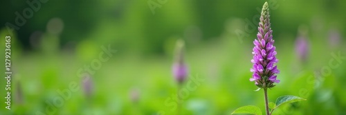 Gypsywort plant with tall purple flower spike, flowers, garden, wildflowers photo