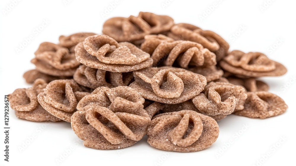 Pile of Chocolate Cookies with Swirl Design on Isolated White Background Tasty Treat Pile of Chocolate Cookies with Swirl Design on Isolated White Background Tasty Treat