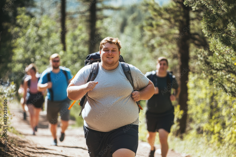 Plus-Size Adventurers Exploring a Hiking Trail Plus-Size Adventurers Exploring a Hiking Trail