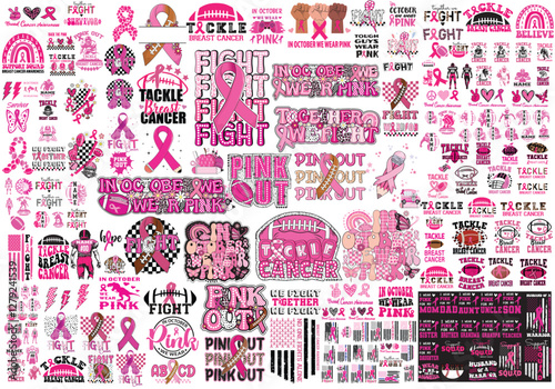 Breast cancer bundle, Pink awareness, tackle breast cancer, pink Out, wear pink, Football, dalmatian dots, Coquette bow, tackle breast cancer, cancer fight, wear pink, Cancer awareness, cancer, suppor