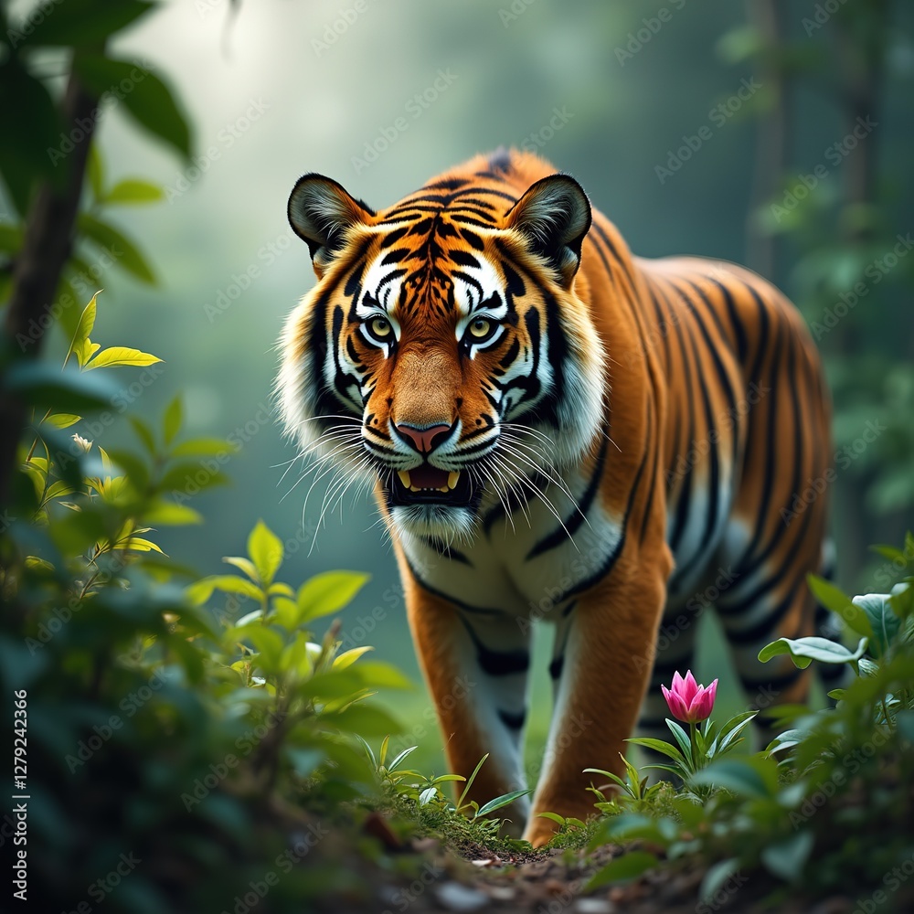 Obraz premium Majestic Tiger in Lush Jungle