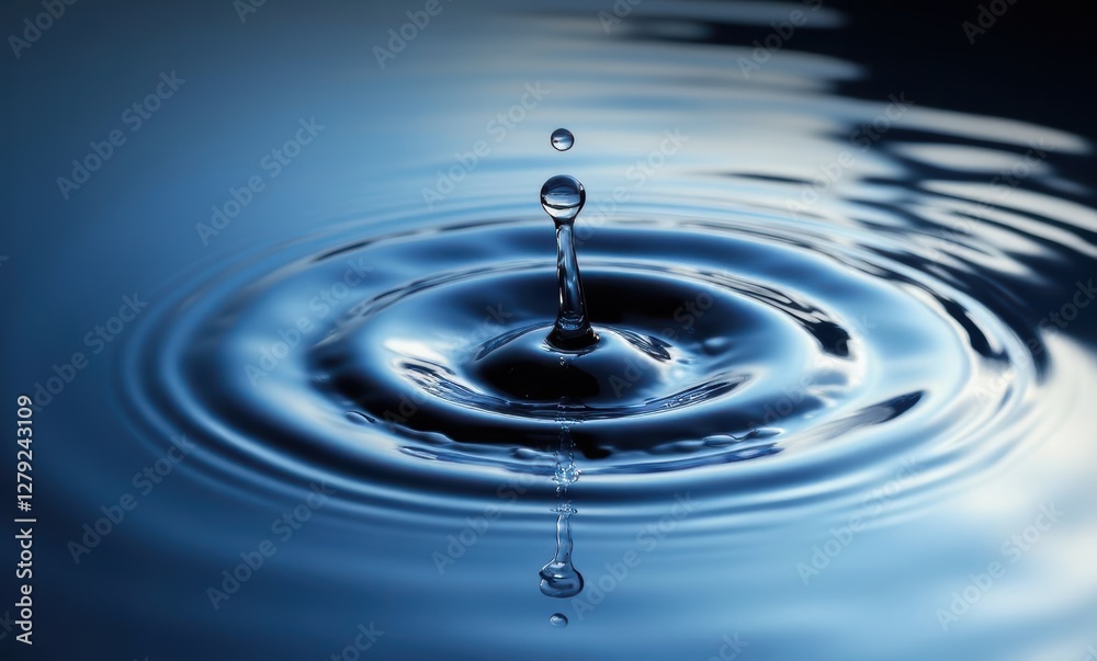 Elegant water droplet creating ripples Elegant water droplet creating ripples