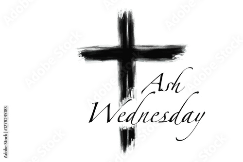 Vector Ash Wednesday with a Catholic cross