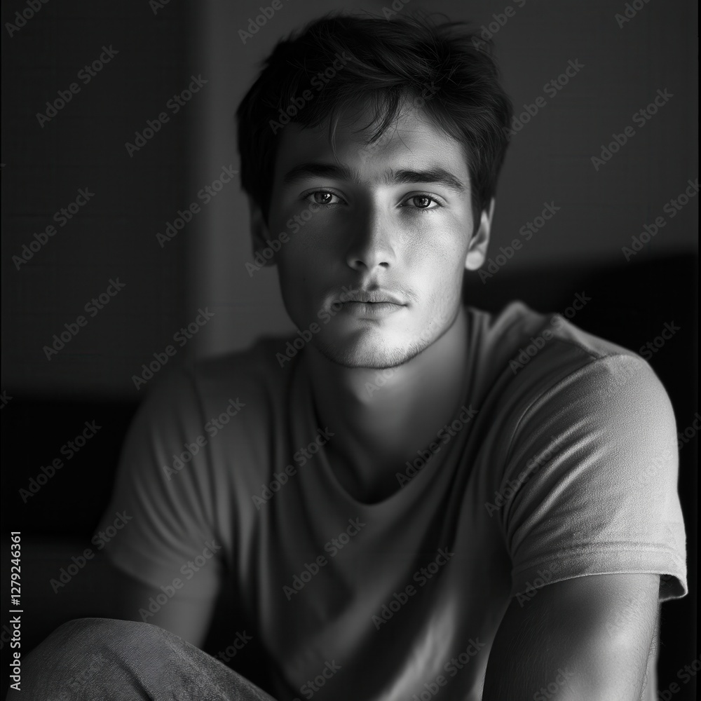 Pensive young man in a thoughtful pose. Pensive young man in a thoughtful pose.