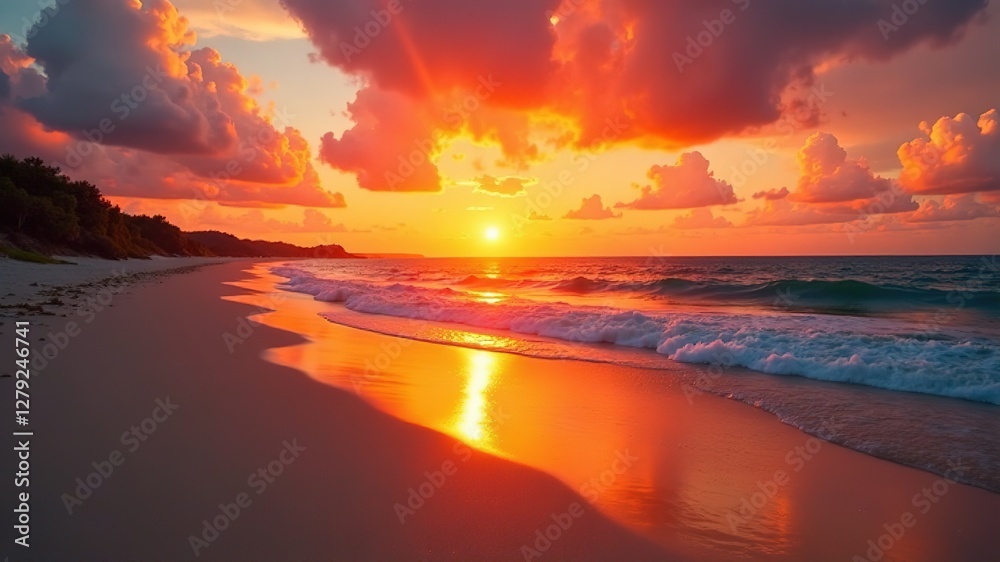 Obraz premium Stunning Sunset Beach Scene