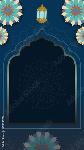 Islamic Background for Social Media Story with Empty Space. Ramadan and Eid Themes. Vertical Video