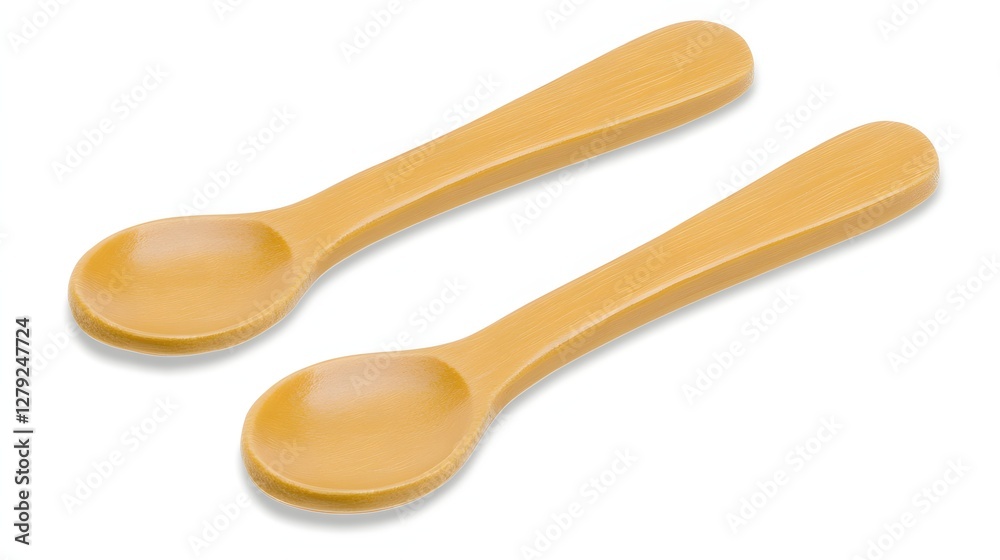 Pair of Biodegradable Beige Spoons on White Backdrop Compostable Utensils for Sustainable Lifestyle Pair of Biodegradable Beige Spoons on White Backdrop Compostable Utensils for Sustainable Lifestyle