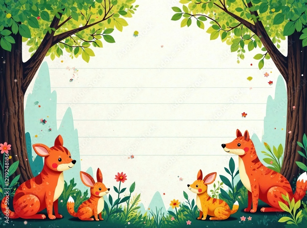 Obraz premium Whimsical Forest Animal Notebook Pages Tear-Offs