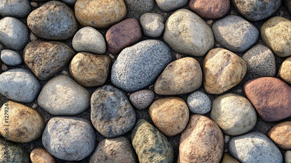 A collection of varied colored smooth rounded river rocks A collection of varied colored smooth rounded river rocks