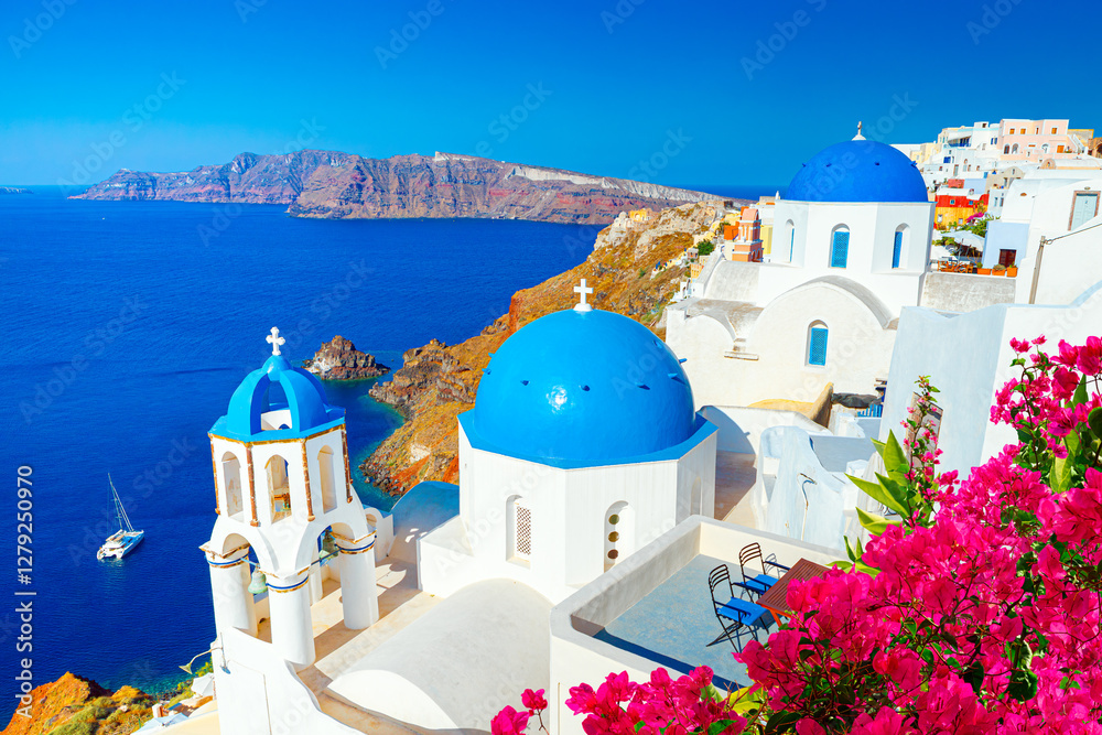 View of Oia the most beautiful village of Santorini island in Greece