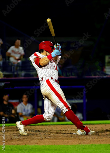Photography lefty baseball player red suit