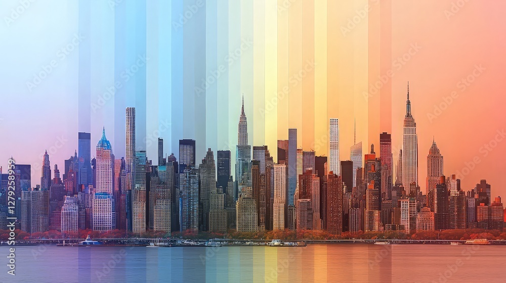 Obraz premium New York City Skyline Time-Lapse Color Transition