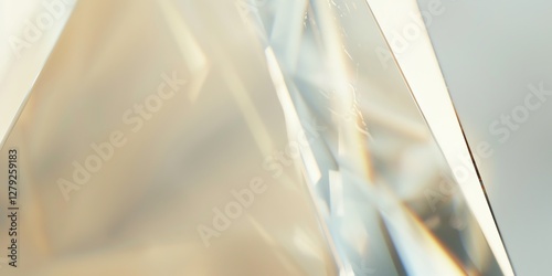 Extreme macro photo of a polished triangle glass partially encasing a clear sphere, with multicolor edges, soft refraction, and a blurred violet-emerald backdrop. Warm, natural tones, depth of field, 