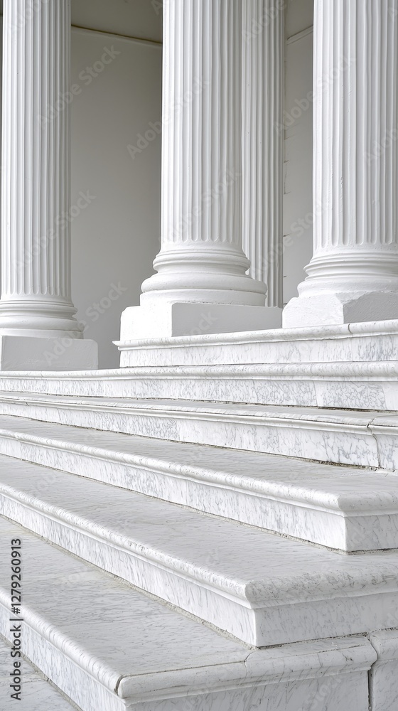 White marble steps leading to classical columns White marble steps leading to classical columns