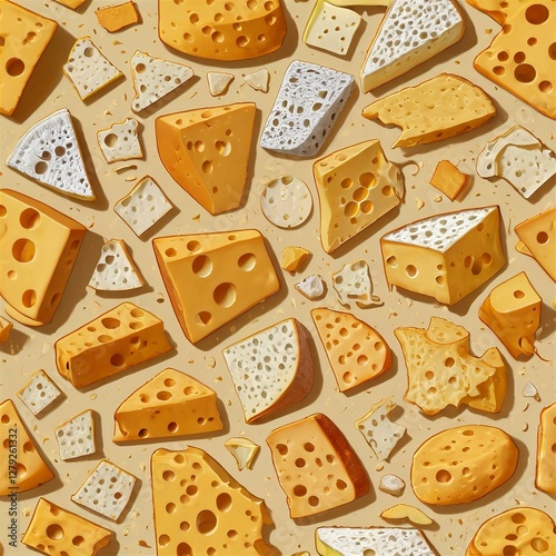 Cheese Pattern Illustration - Gourmet Dairy Design