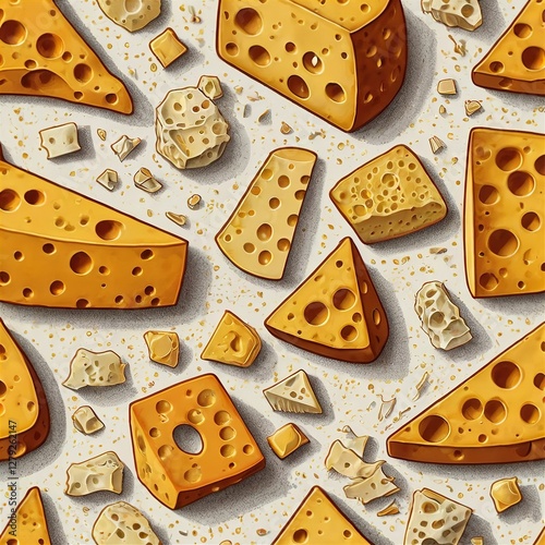 Cheese Pattern Illustration - Gourmet Dairy Design