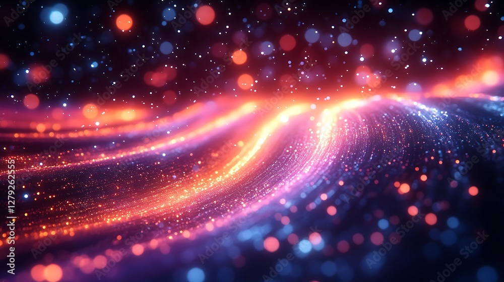 Close-up of fiber optic cable with bright glowing light streams representing technological advancement Close-up of fiber optic cable with bright glowing light streams representing technological advancement
