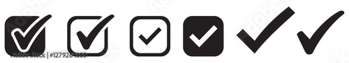 Check mark and black Tick icon set. Tick symbol in Black color, vector illustration.