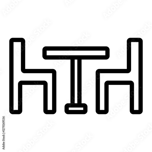 Dining Table Vector Line Icon Design
