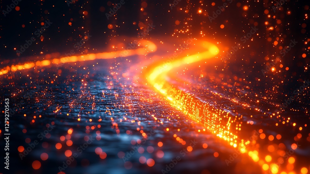 Fototapeta premium High-tech fiber optic cables glowing brightly with light streaks symbolizing the digital age of fast communication