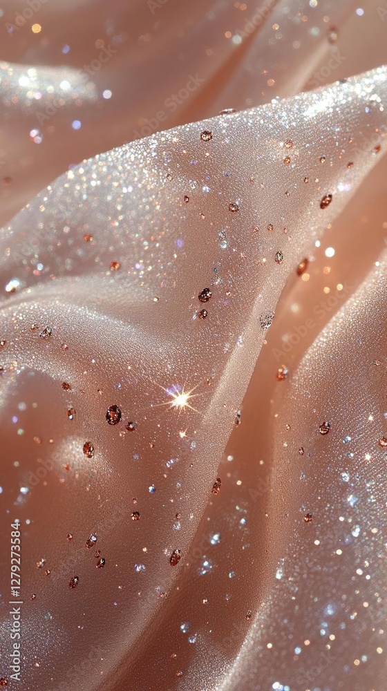 Fototapeta premium Shimmering fabric with sparkling droplets, creating an elegant and luxurious atmosphere