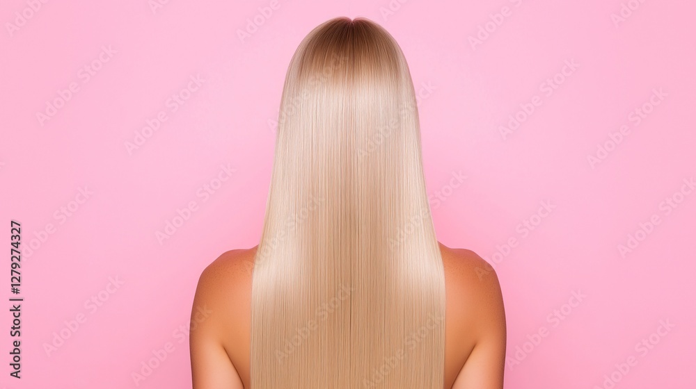 Naklejka premium Straight blond hair with a salon shine 