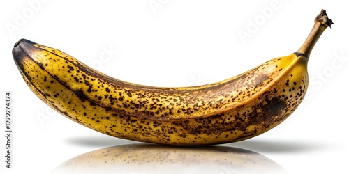 Overripe Banana Silhouette, Isolated White Background, AI Photo