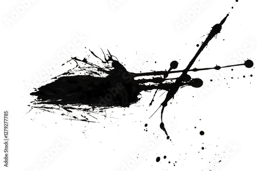 Black ink splat isolated on white background. abstract grunge background.