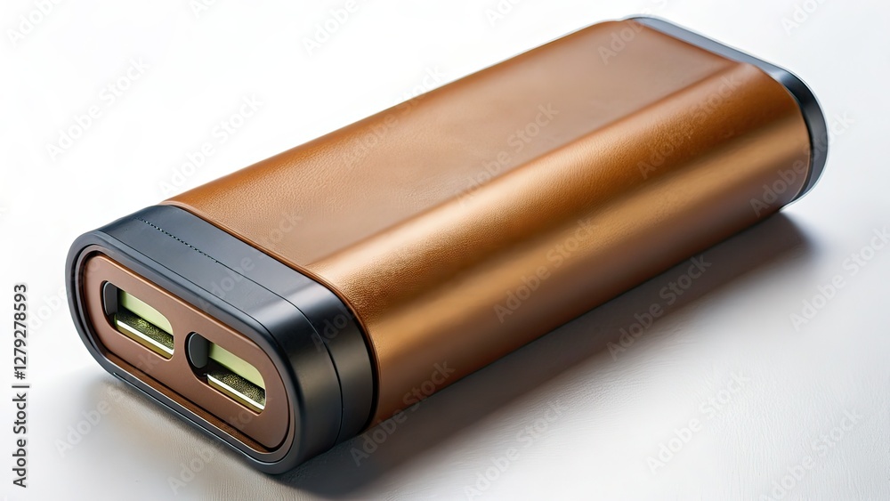 Power Bank Case with Brown 18650 Lithium Battery Cell - Conceptual Photography Power Bank Case with Brown 18650 Lithium Battery Cell - Conceptual Photography