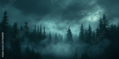 Misty Forest at Night photo