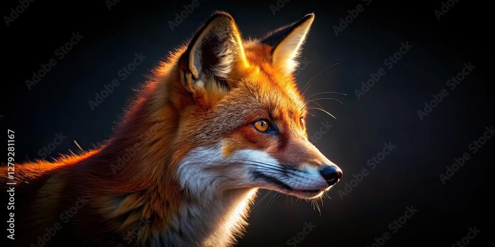 Fototapeta premium Red Fox Silhouette Portrait AI Art, Stunning Wildlife, Elegant Silhouette